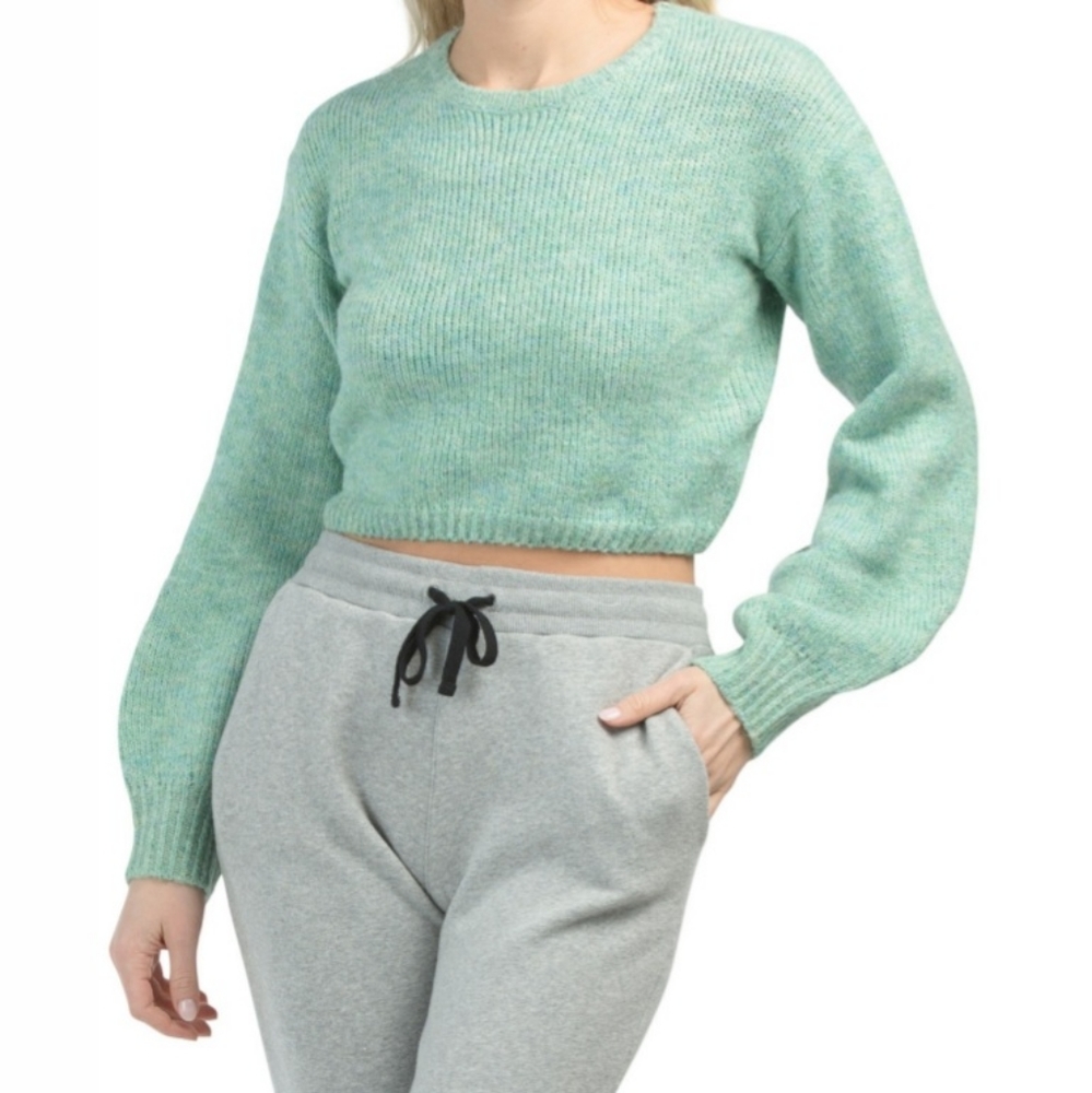 Morrisday Sweater Green Bella Cropped Knit New